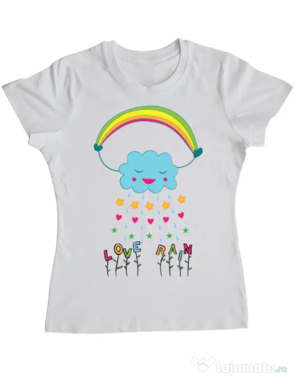 Tricou ADLER dama Love rain Alb