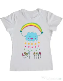 Tricou ADLER dama Love rain Alb