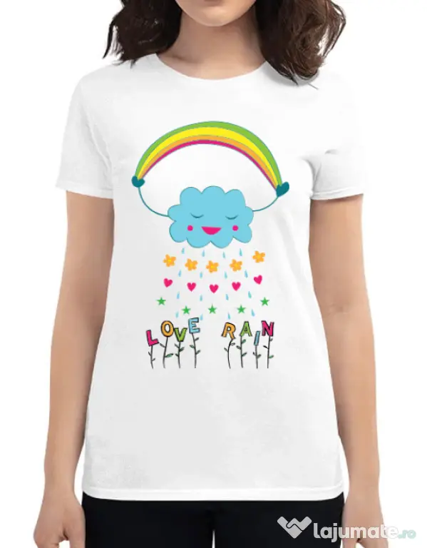 Tricou ADLER dama Love rain Alb
