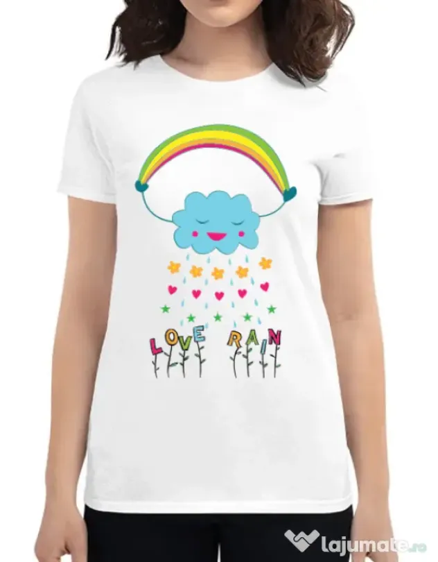 Tricou ADLER dama Love rain Alb