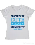 Tricou ADLER dama Cute university Alb