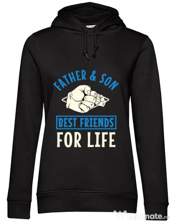 Hoodie dama cu gluga Father and son Negru