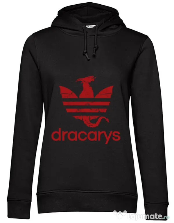 Hoodie dama cu gluga Dracarys Negru