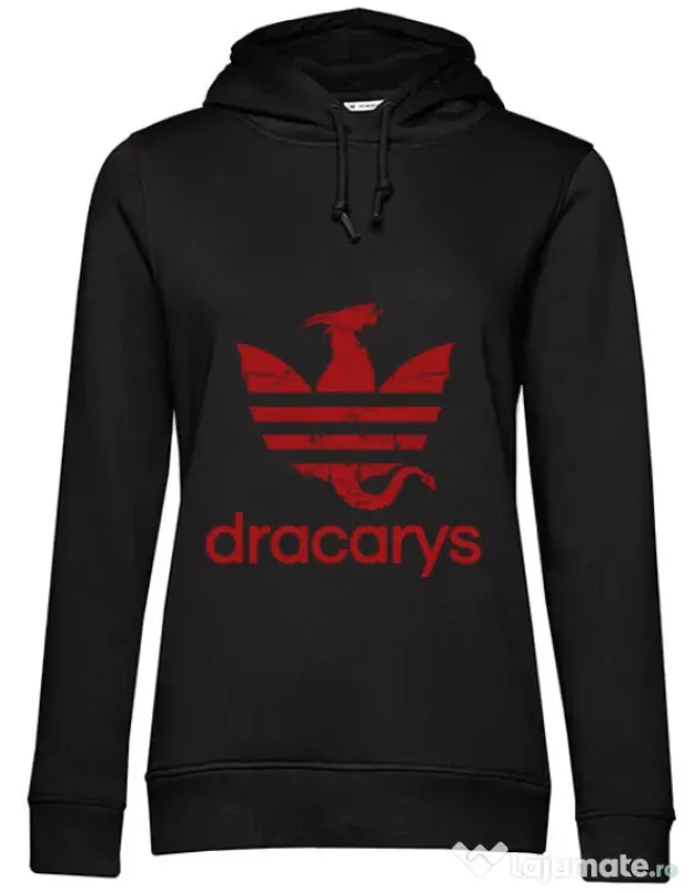 Hoodie dama cu gluga Dracarys Negru