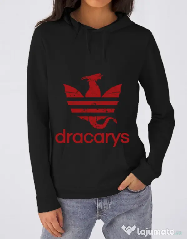 Hoodie dama cu gluga Dracarys Negru
