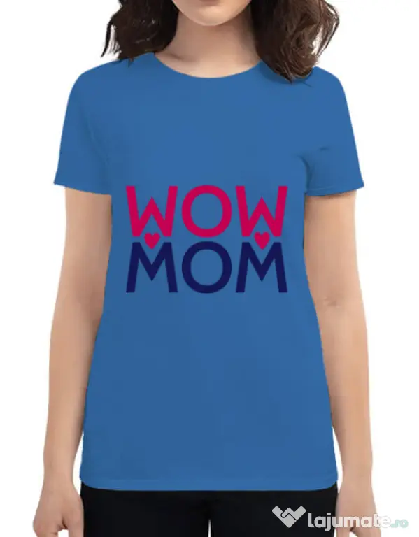 Tricou ADLER dama Wow mom Albastru azuriu