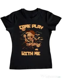 Tricou ADLER dama Come play with me Negru
