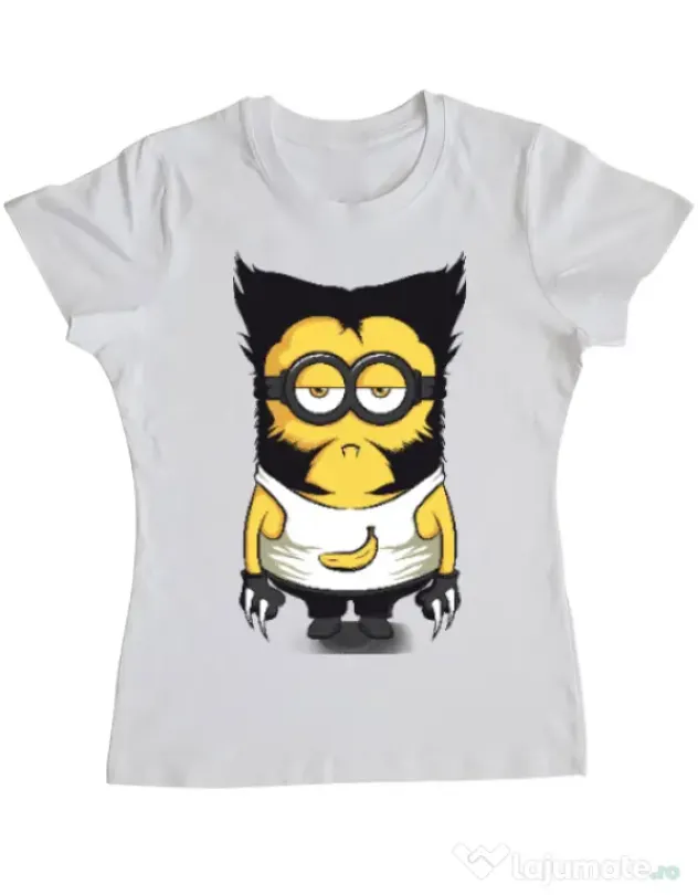 Tricou ADLER dama Wolve minion Alb