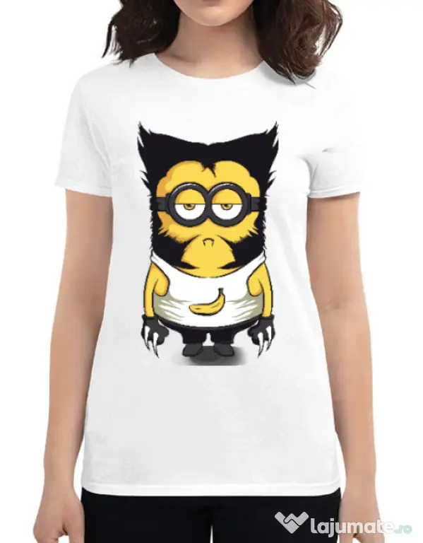 Tricou ADLER dama Wolve minion Alb
