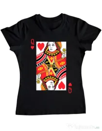 Tricou ADLER dama Queen of hearts Negru