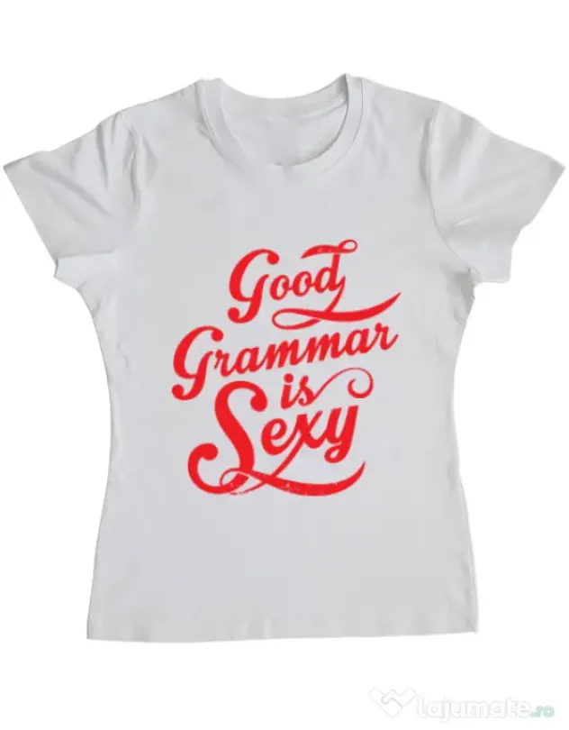 Tricou ADLER dama Good grammar Alb