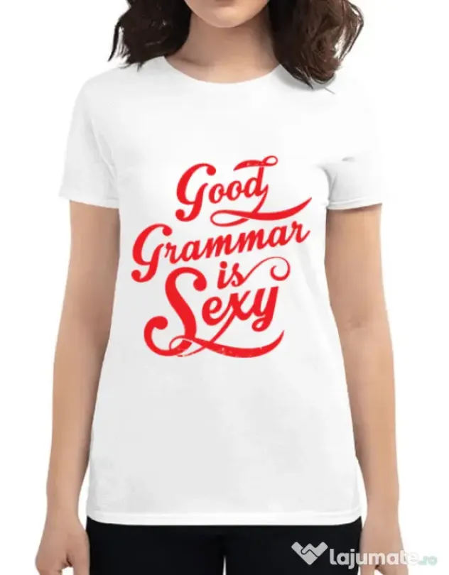 Tricou ADLER dama Good grammar Alb