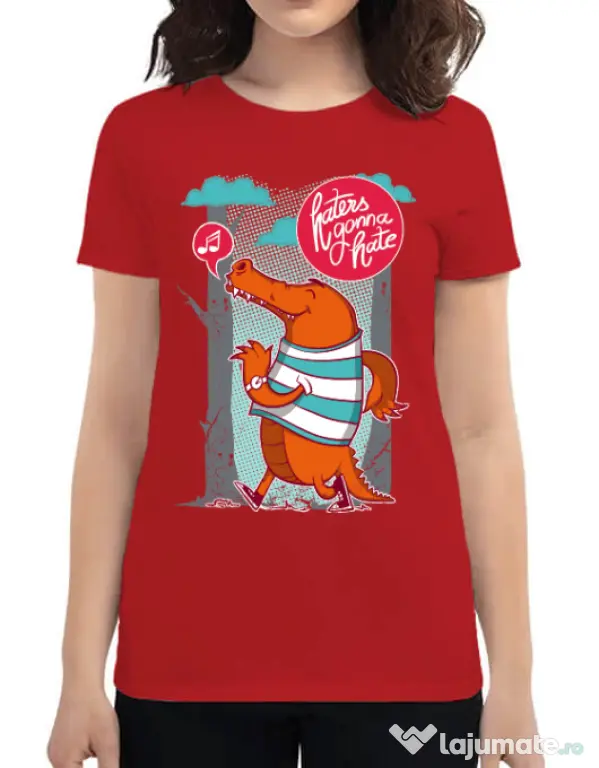 Tricou ADLER dama Haters gonna hate Rosu