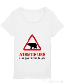 Tricou STANLEY STELLA dama Atentie urs Alb