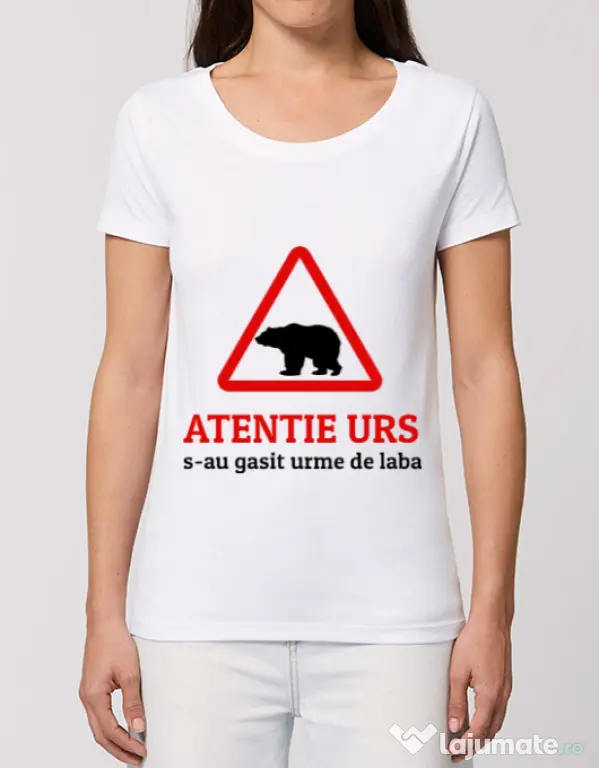 Tricou STANLEY STELLA dama Atentie urs Alb