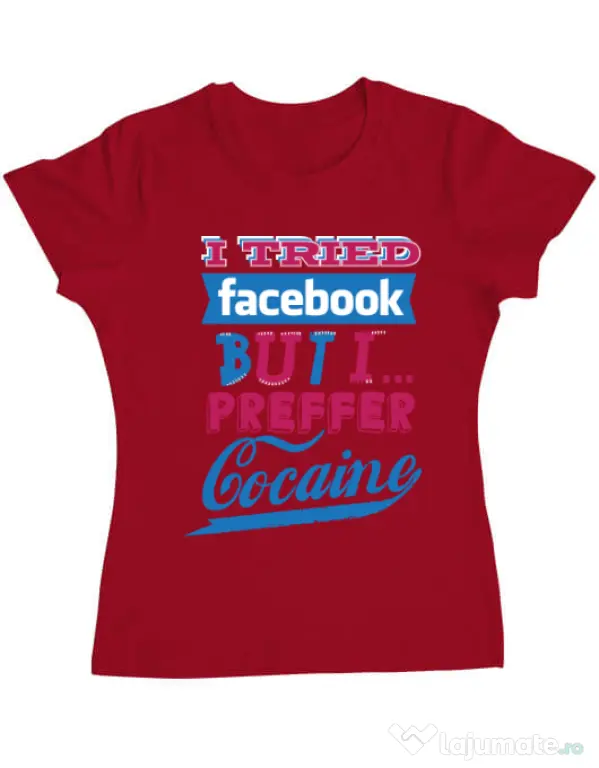 Tricou ADLER dama I tried Bacebook Rosu