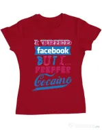 Tricou ADLER dama I tried Bacebook Rosu