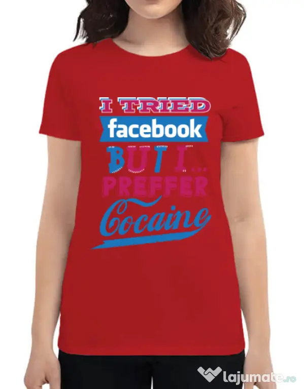 Tricou ADLER dama I tried Bacebook Rosu