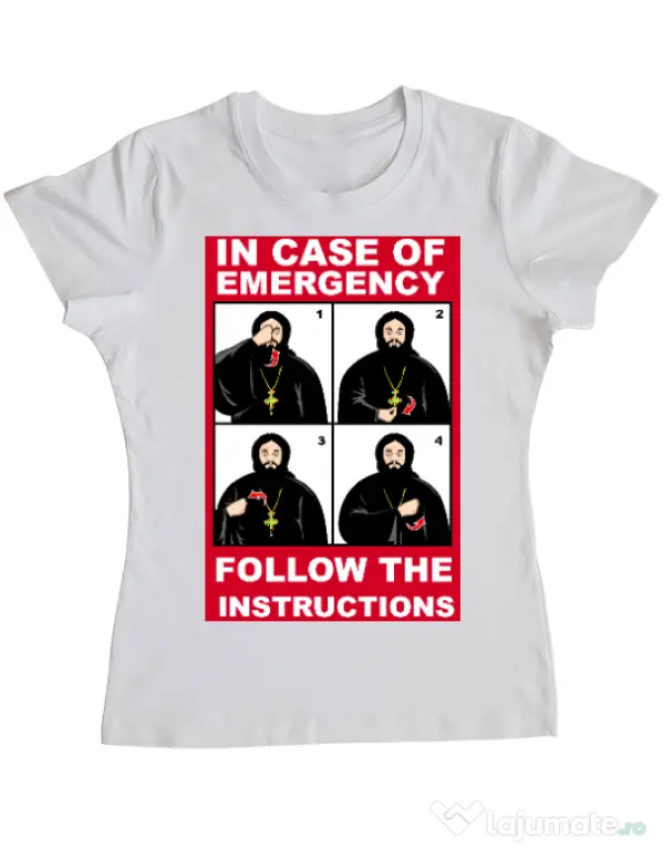 Tricou ADLER dama In case of emergency Alb