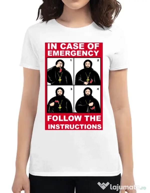 Tricou ADLER dama In case of emergency Alb