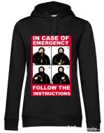 Hoodie dama cu gluga In case of emergency Negru