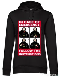 Hoodie dama cu gluga In case of emergency Negru