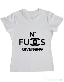 Tricou ADLER dama No fucks given Alb