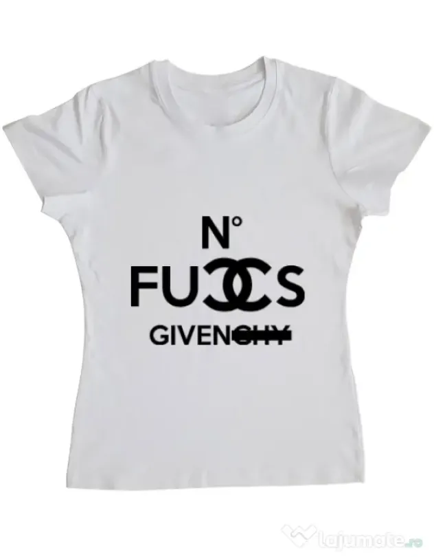 Tricou ADLER dama No fucks given Alb
