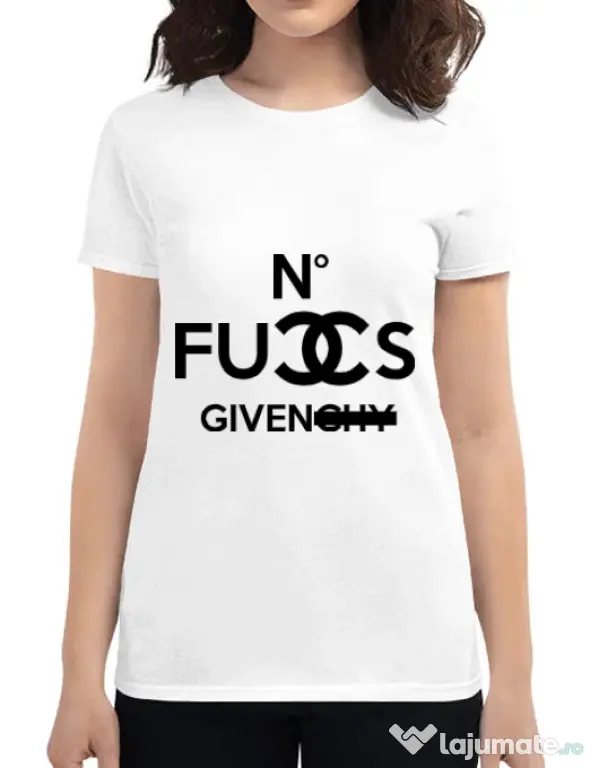 Tricou ADLER dama No fucks given Alb