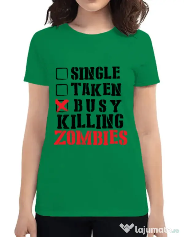 Tricou ADLER dama Busy killing zombies Verde mediu
