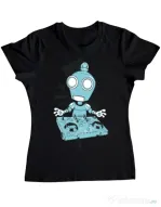 Tricou ADLER dama Dj robot Negru