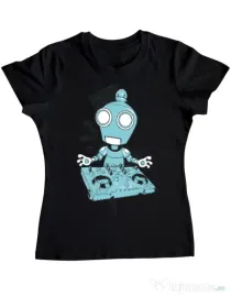Tricou ADLER dama Dj robot Negru
