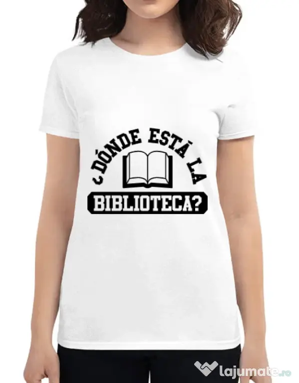 Tricou ADLER dama Donde esta la biblioteca Alb