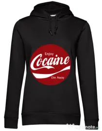 Hoodie dama cu gluga Enjoy cocaine Negru