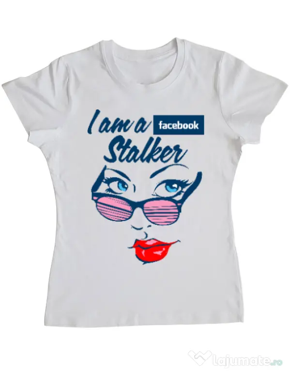 Tricou ADLER dama Facebook stalker Alb