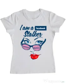 Tricou ADLER dama Facebook stalker Alb