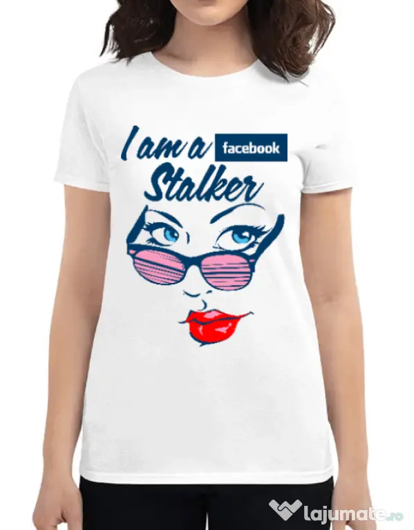 Tricou ADLER dama Facebook stalker Alb