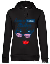 Hoodie dama cu gluga Facebook stalker Negru