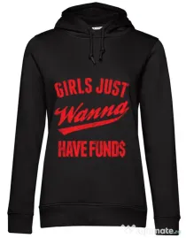 Hoodie dama cu gluga Girls wanna have funds Negru