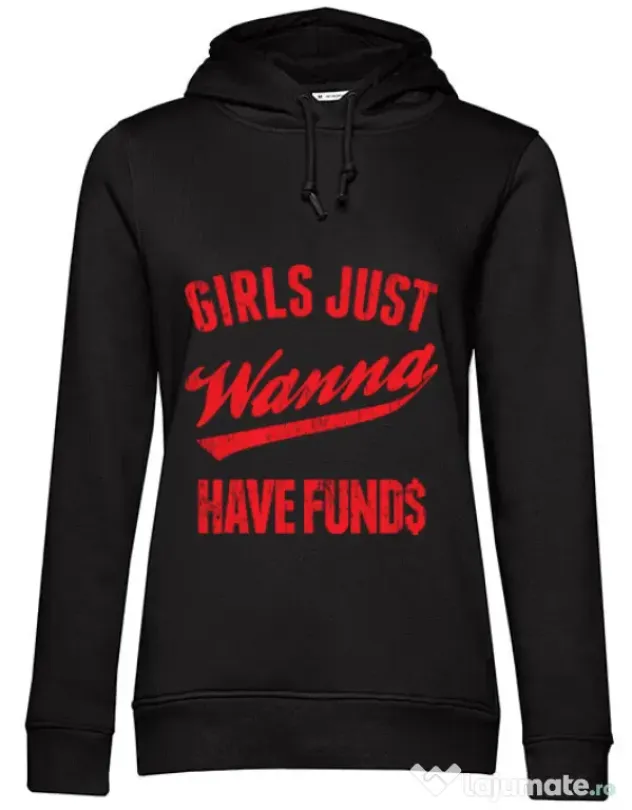 Hoodie dama cu gluga Girls wanna have funds Negru