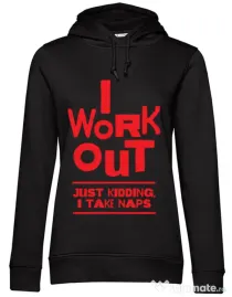 Hoodie dama cu gluga I work out Negru
