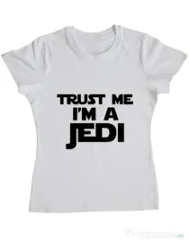 Tricou ADLER dama I am a jedi Alb