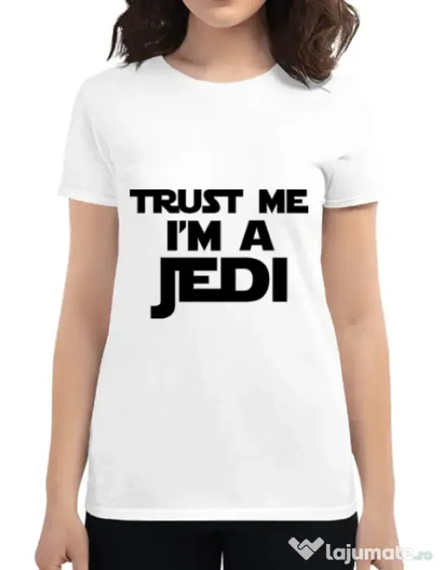 Tricou ADLER dama I am a jedi Alb