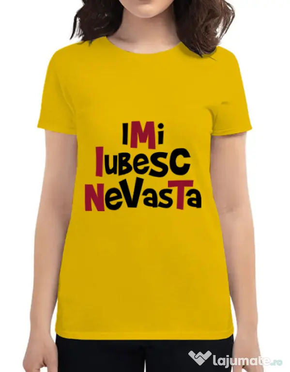 Tricou ADLER dama Imi iubesc nevasta Galben