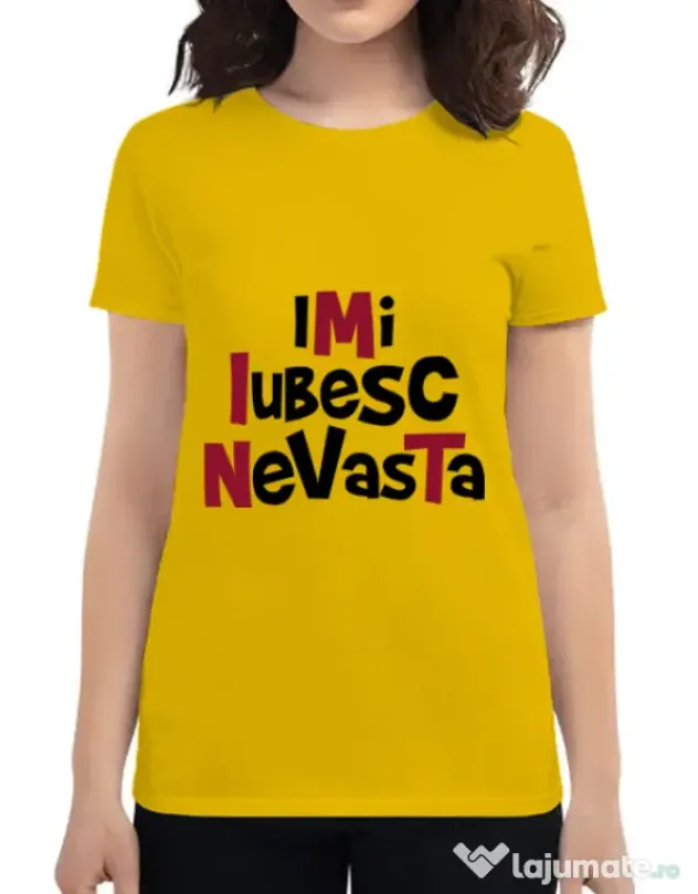 Tricou ADLER dama Imi iubesc nevasta Galben