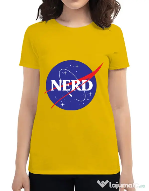 Tricou ADLER dama Nerd Galben