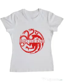 Tricou ADLER dama Bend the knee Alb