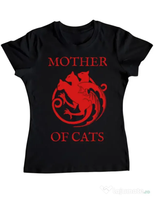 Tricou ADLER dama Mother of cats Negru