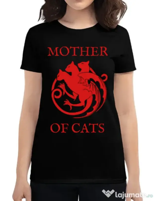 Tricou ADLER dama Mother of cats Negru