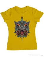 Tricou ADLER dama Stabbed wolf Galben